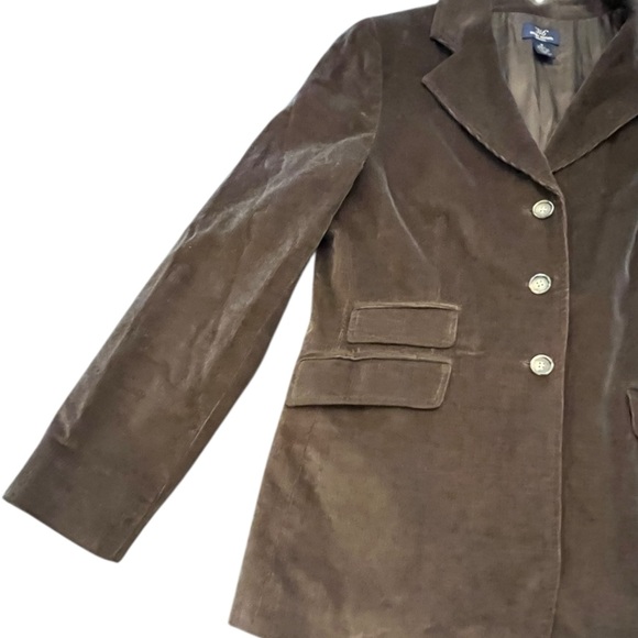 Classic Brooks Brothers 346 Stretch Brown Corduroy Women Blazer Size 10 3 Pocket - Picture 2 of 16